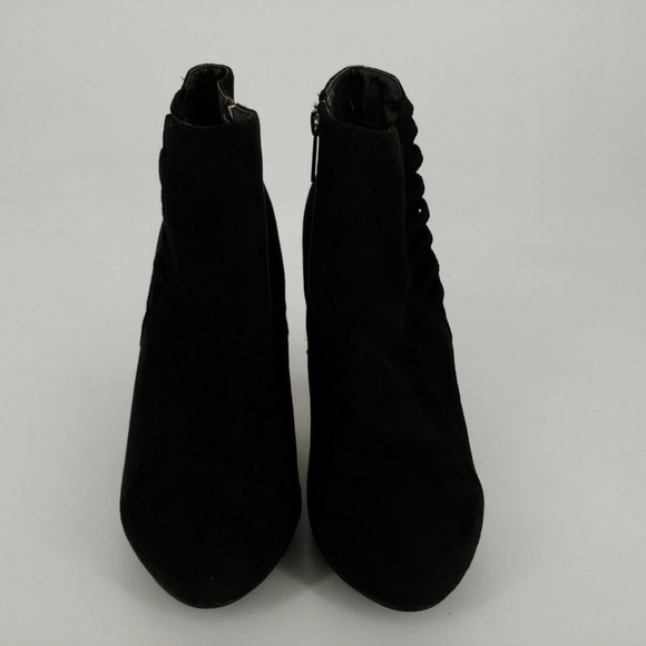 Lane Bryant Womens Faux Suede Platform Ankle Bootie Elastic Ribbing Black 9W - Picture 4 of 11